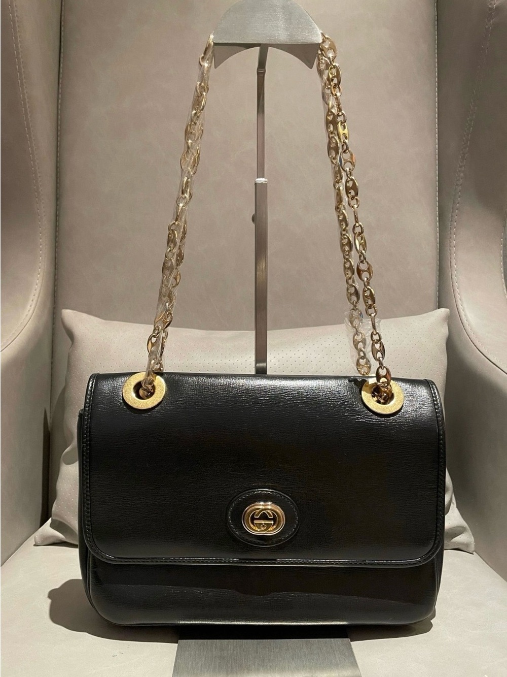 Gucci Azalea Marmont Leather Chain Shoulder Bag with mixed metal Hardware